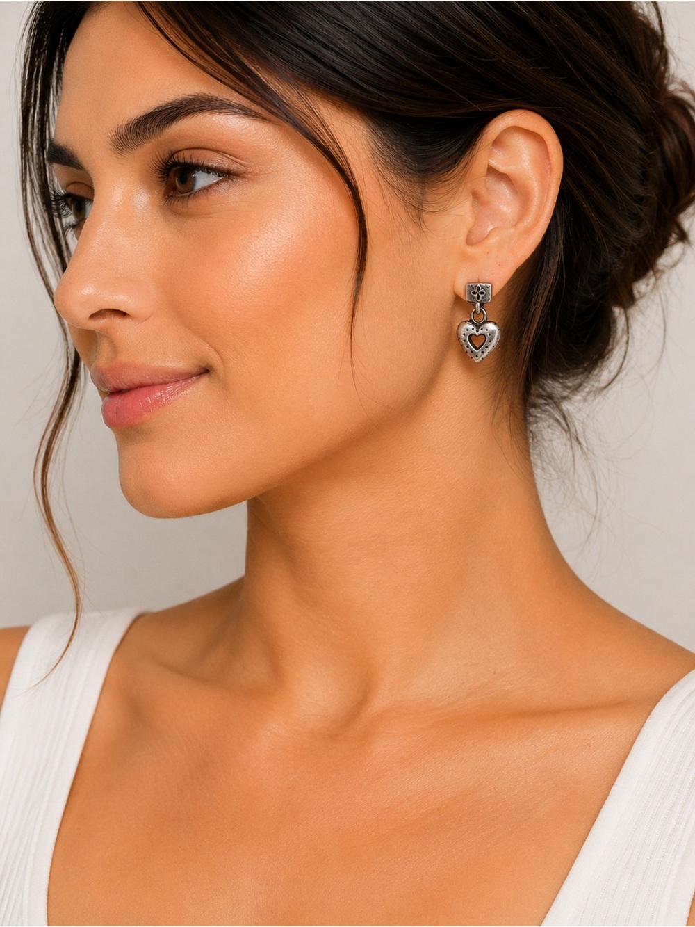 Brighton Silver Heart Drop Earrings - Silver